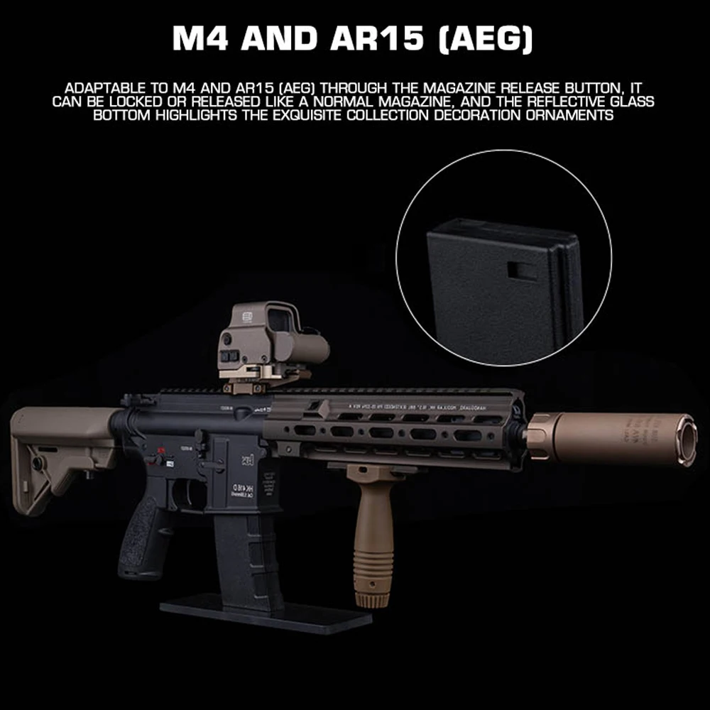 AR15 عرض موقف AEG الإصدار M4 الادسنس بندقية الصيد رف المعدات التكتيكية مجلة ABS قاعدة زجاجية الدعائم الزخرفية