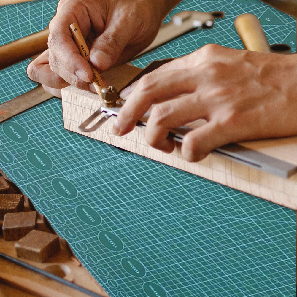 Alas Potong Self Healing Berpetak, Papan Potong PVC Dua Sisi, Papan Potong Putar untuk Proyek Scrapbooking DIY