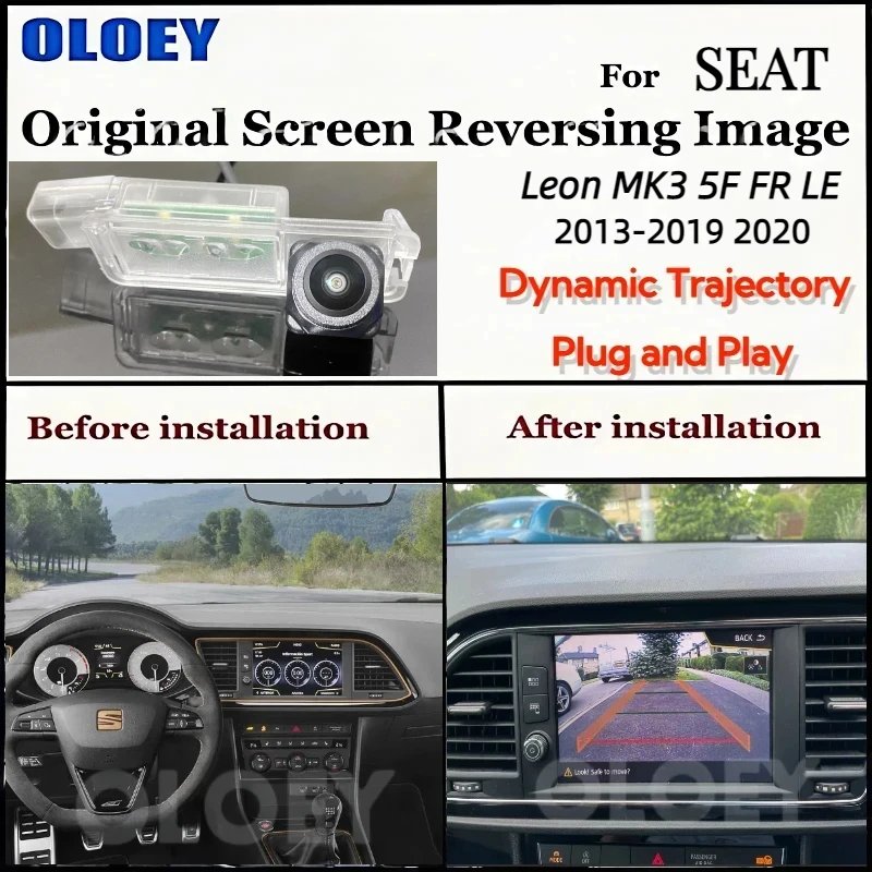 pour-seat-leon-mk3-5f-fr-le-2013-~-2020-mise-a-niveau-de-l'ecran-d'origine-poignee-de-coffre-a-trajectoire-dynamique-camera-de-recul-arriere