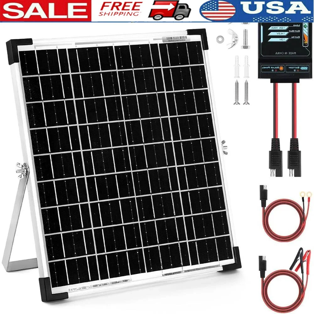 

20W 12V Waterproof Solar Panel Kit High Efficiency Monocrystalline Solar Battery Trickle Charger with 12A Intelligent Charge