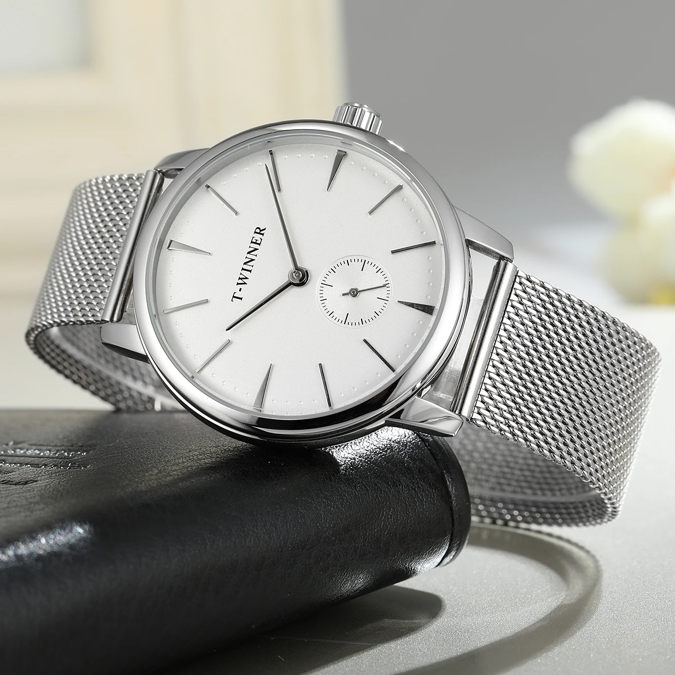 WINNER Official Original Replica Watch Mesh Strap Mechanical Watches for Men Waterproof Elegant Fashion Casual Wristwatch Clock