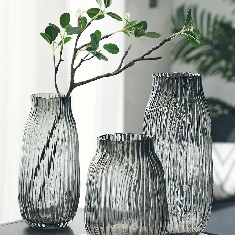 Nordic Creative Simple Water Wavy Glass Vase, Hydroponic Plants, Fresh Vase Ornaments