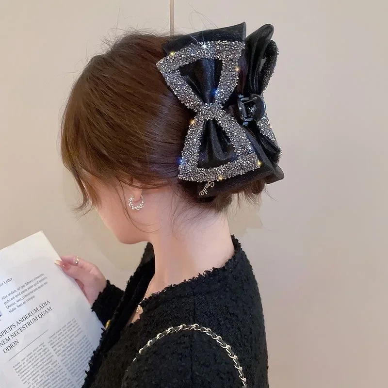 مشبك شعر أنيق على شكل فيونكة من حجر الراين للنساء والفتيات، مشبك شعر أنيق متعدد الاستخدامات، إكسسوارات شعر رائعة، هدايا