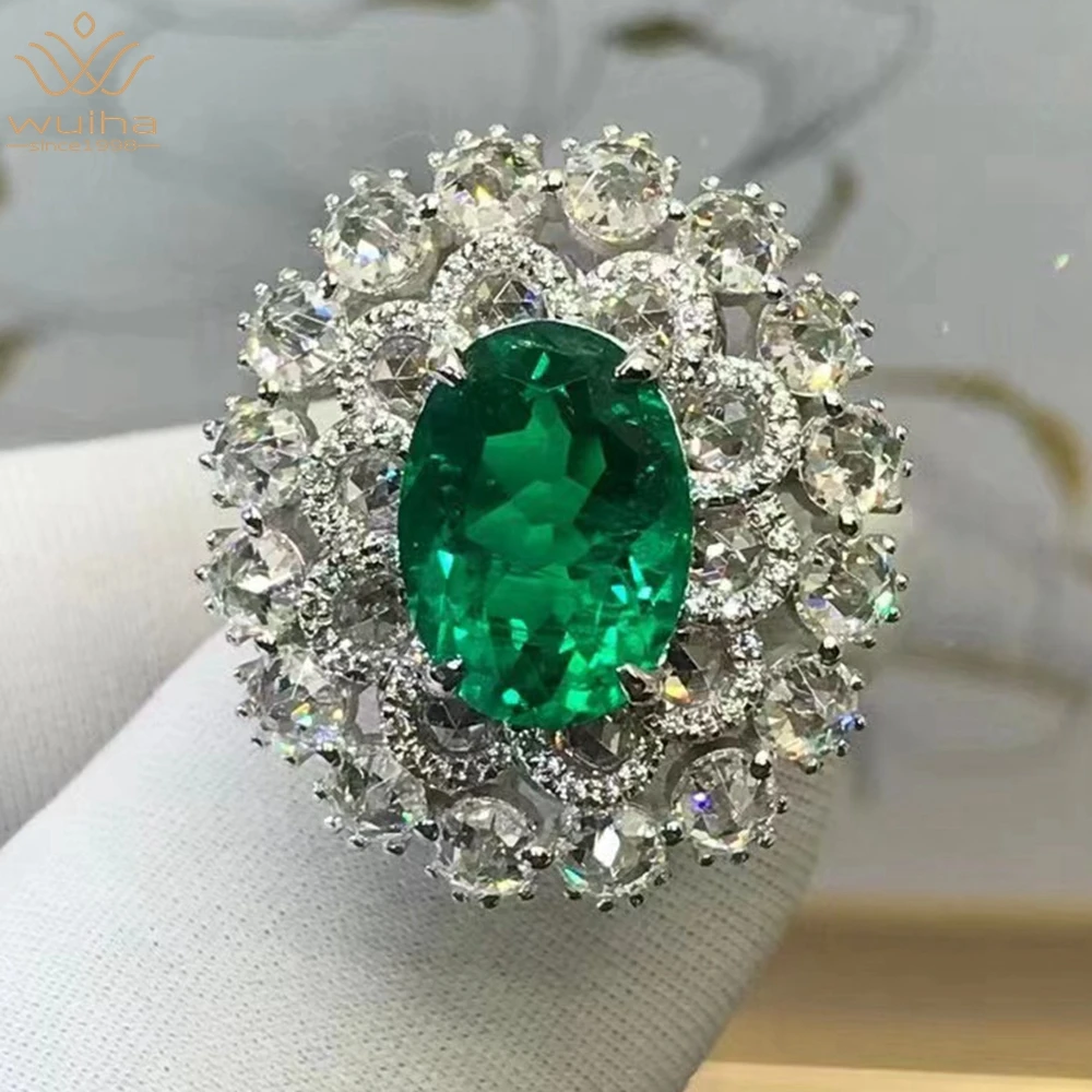 

WUIHA 9K Solid White Gold 3EX Oval 3.85CT GRC Emerald High Carbon Diamond Wedding Engagement Ring for Women Gift Drop Shipping