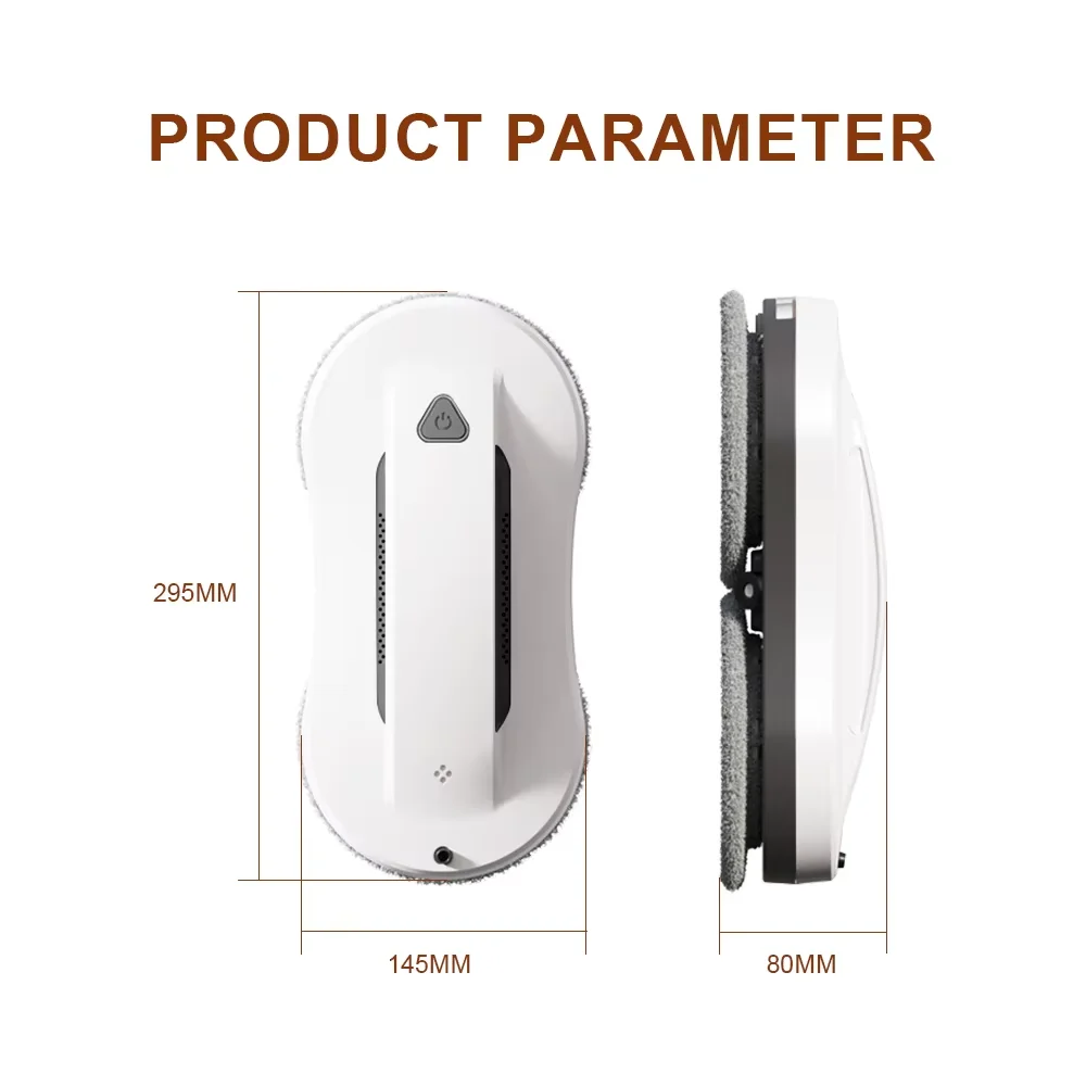 หุ่นยนต์ล้างกระจกหน้าต่างหุ่นยนต์ทําความสะอาดสองด้านสเปรย์น้ํา 2800Pa ดูดแบตเตอรี่ในตัว 500mAh เครื่องใช้ในบ้านอัจฉริยะ