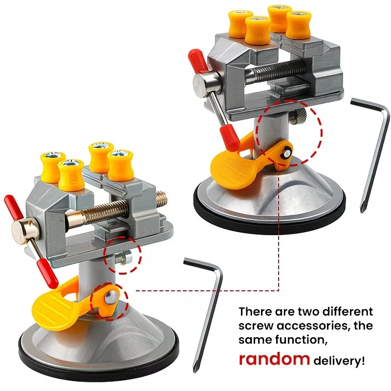 1set Heavy‑Duty Mini Bench Vise with Suction Cup Base, 360° Rotatable Compact Table Clamp for Wood & Metal Work