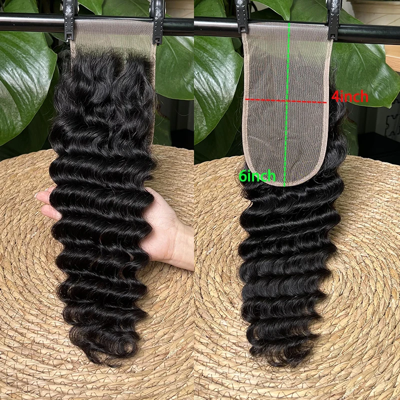 Deep Wave 4X6 Curly Human Hair Lace Closure Transparent Swiss Lace Vietnamese Hair Pre Plucked 4 By 6 Lace Closure