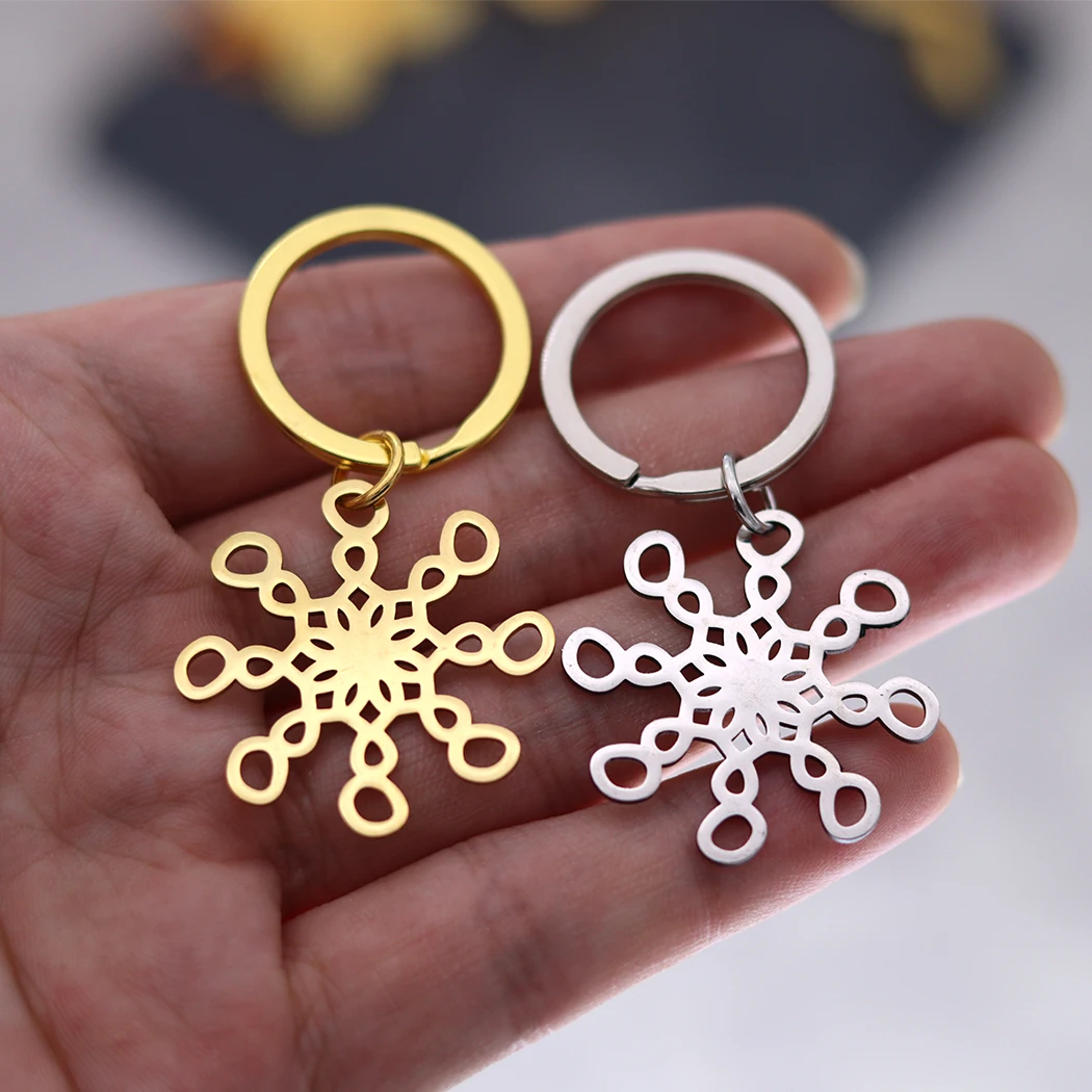 Stainless Steel Abstract Virus Viral Keychains Women Trendy Jewelry chemical Key Rings Men Party Gift