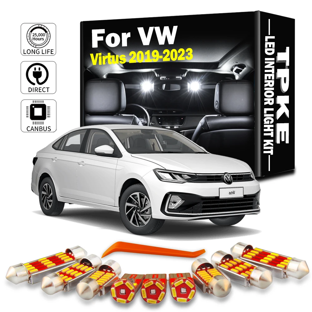 TPKE, 10 Uds., accesorios, bombillas LED, mapa Interior, cúpula, parasol, Kit de luces para maletero para VW Volkswagen Virtus 2019 2020 2021 2022 2023
