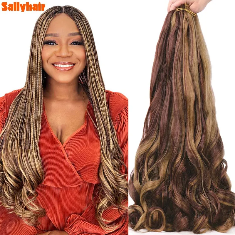 

Sallyhair синтетические французские кудрявые объемные спиральные кудрявые вязаные косички высокотемпературные свободные волнистые завитые косички для наращивания волос