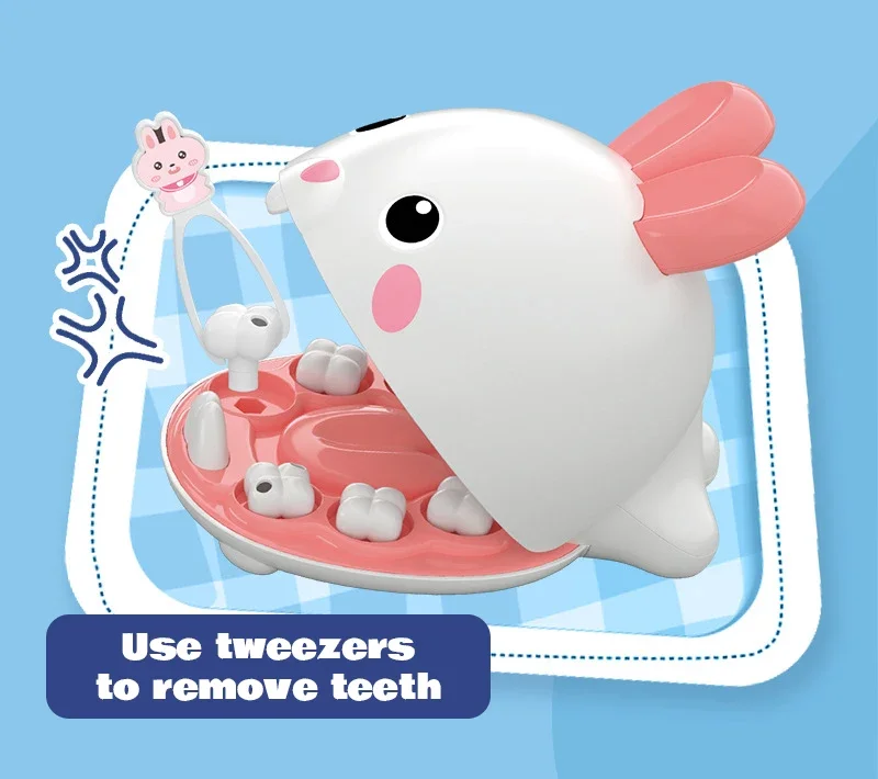 Rabbit Dentist Toy Simulation Brushing Extraction Injection Teeth Game Doctor Nurse Role Play Medical Tool Kid Educational Toy