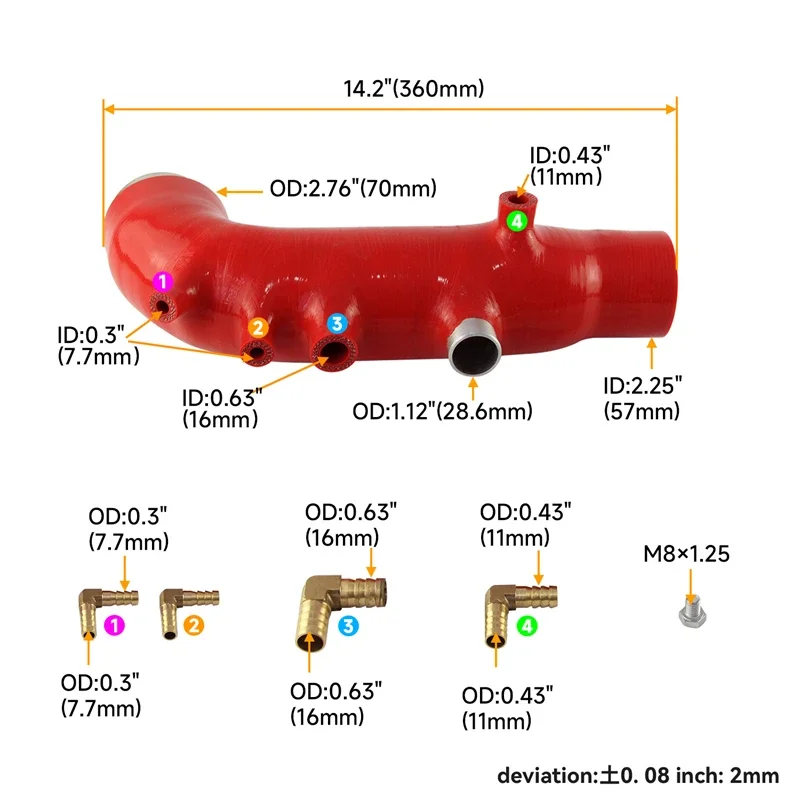 REV9 CSKS Silicone Turbo Inlet Intake Hose + Clamps For Subaru Impreza WRX Legacy GE GH GR EJ25 Engine 2.5L 08-14 Black/Red/Blue