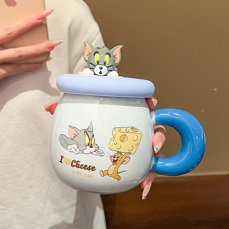 Tom i Jerry Śliczny szklany kubek Kawaii z kreskówek Kubek do kawy Uroczy wystrój domu Urocza peryferia Dekoracja stołu Prezenty świąteczne