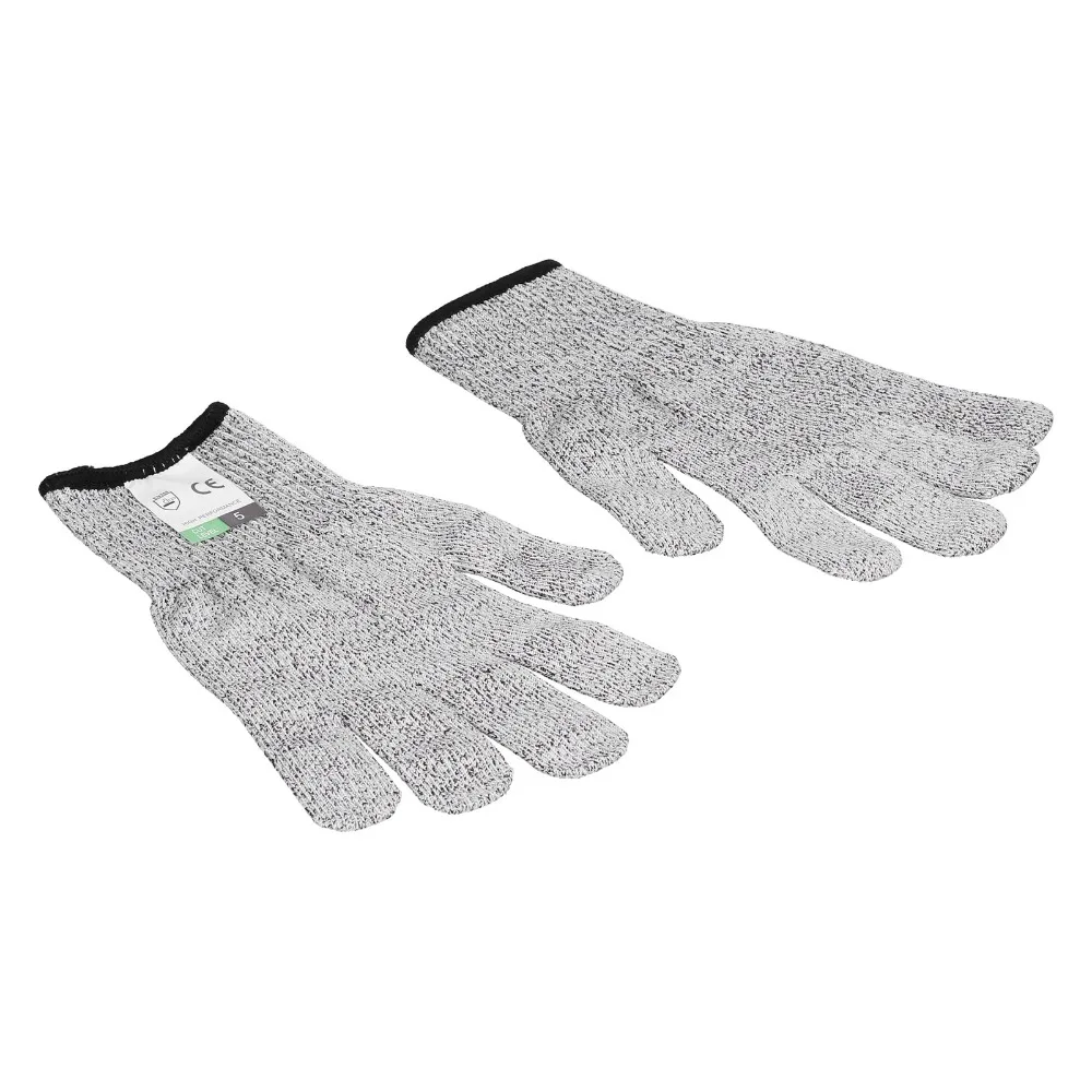 2 pairs HPPE Cut Resistant Gloves Wear Resistant Level 5 Protection Safety Kitchen Gloves Gray Black Border Food Grade Gloves