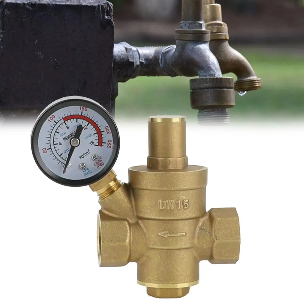 Water Flow Management Valve Brass Pressure Reducer 1 2-Inch Connection Easy Adjustment Tool High Pressure Resistance