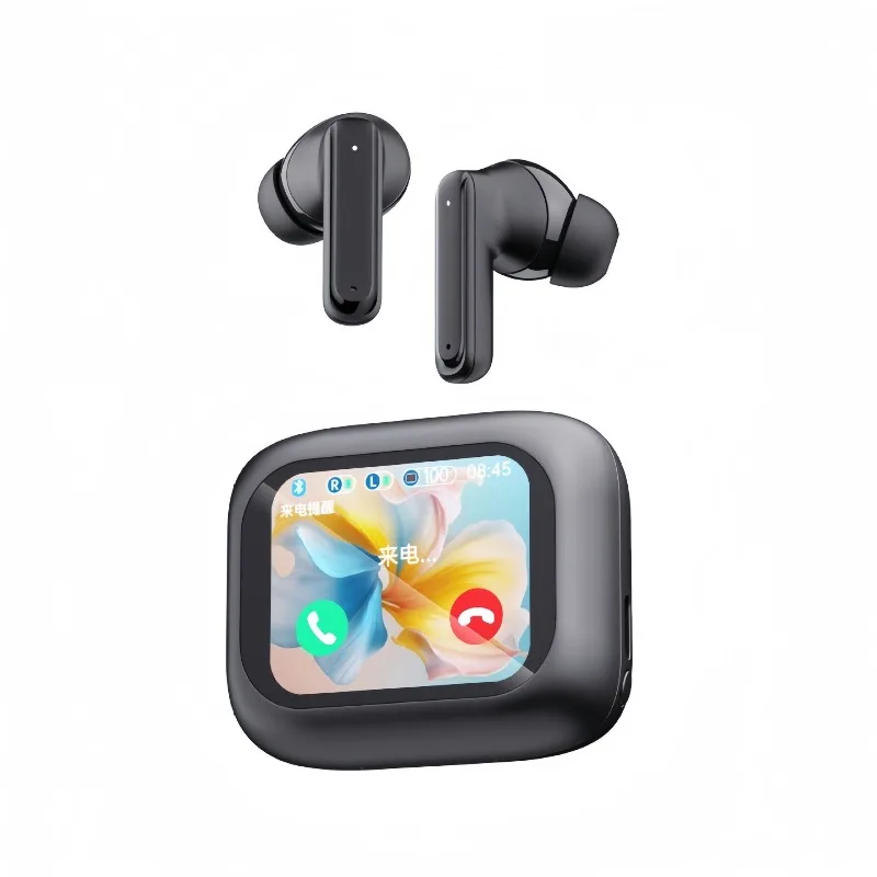 

ANC Active Noise Cancellation Wireless Earphones Digital Display Headphone V5.4 Earbuds with Touch Screen ENC in-ear Earphones
