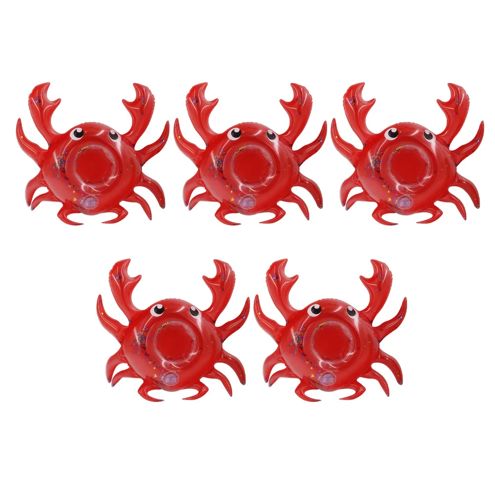 

5Pcs Inflatable Cup Holder Crab Style Glitter Finish Floating Drink Mat Easy Inflate Portable Pool Party Fun Gift for Friends