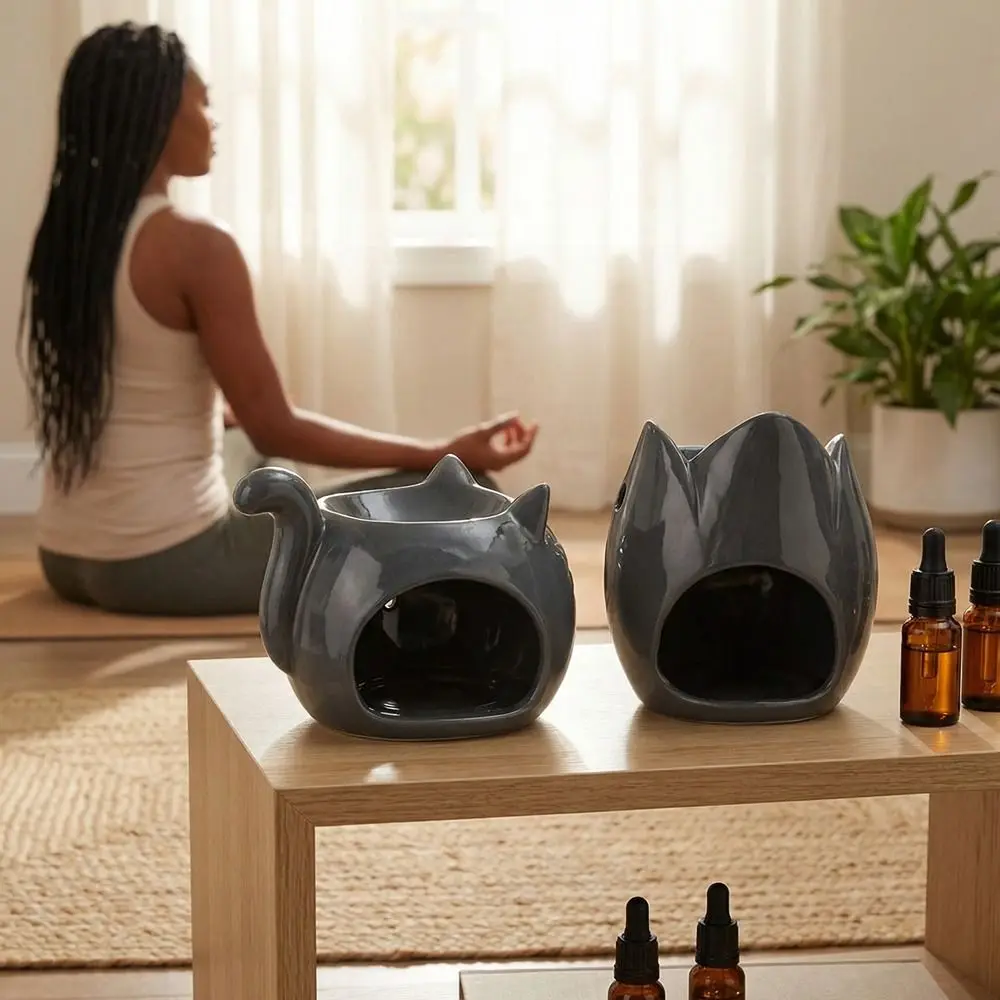 

Ceramic Incense Burner Heat-resistant Cartoon Animal Oil Diffusion Furnace Hollow Out Candle Heating Holder Home Office Decor