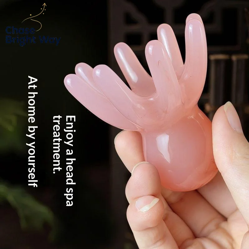 Resin Octopus Head Massage Comb Meridian Scraping Gua Sha Tool Skin-Friendly for Women Men Hair Care Stress Relief