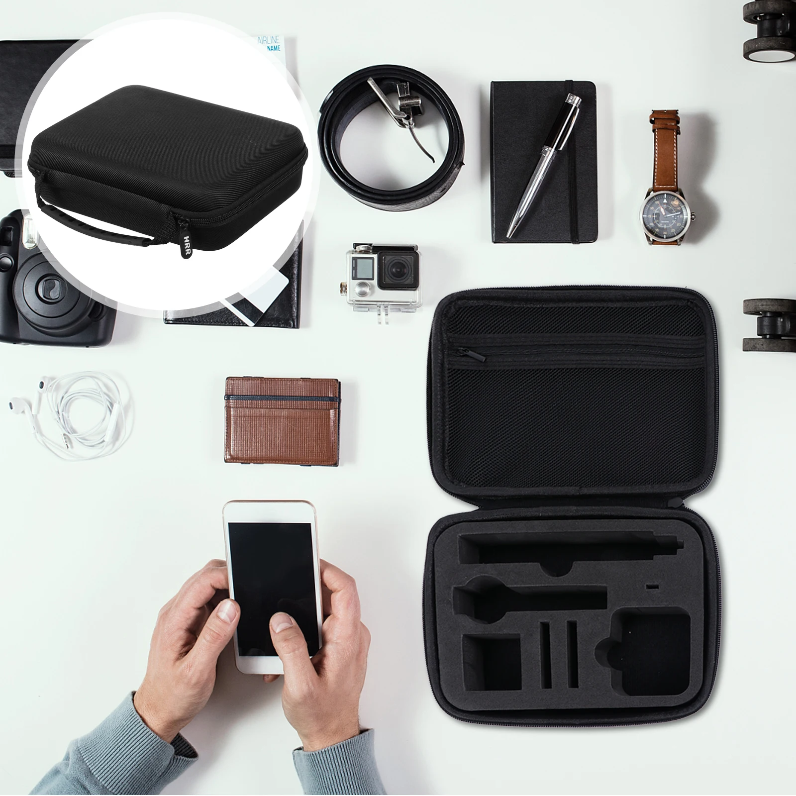 

Panoramic Bag Oxford Wear Resistant EVA Pad Removable Multiple Sizes Action Camera Storage Pouch Black Travel Case H