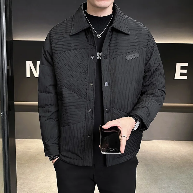 

Мужская легкая утепленная куртка с 90% пуховым наполнителем, теплая зимняя модная куртка с отложным воротником, морозостойкая верхняя одежда