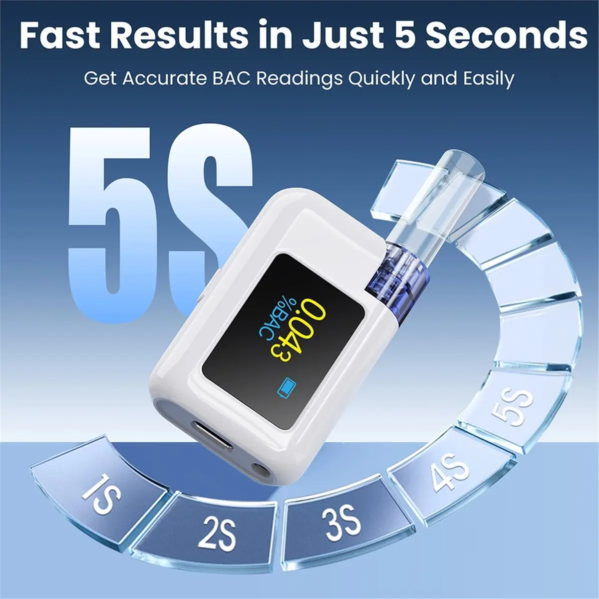 Digital Breathalyzer High Accuracy Alcohol Tester Portable Breath Alcohol Detector with LCD Screen 8 Mouthpieces