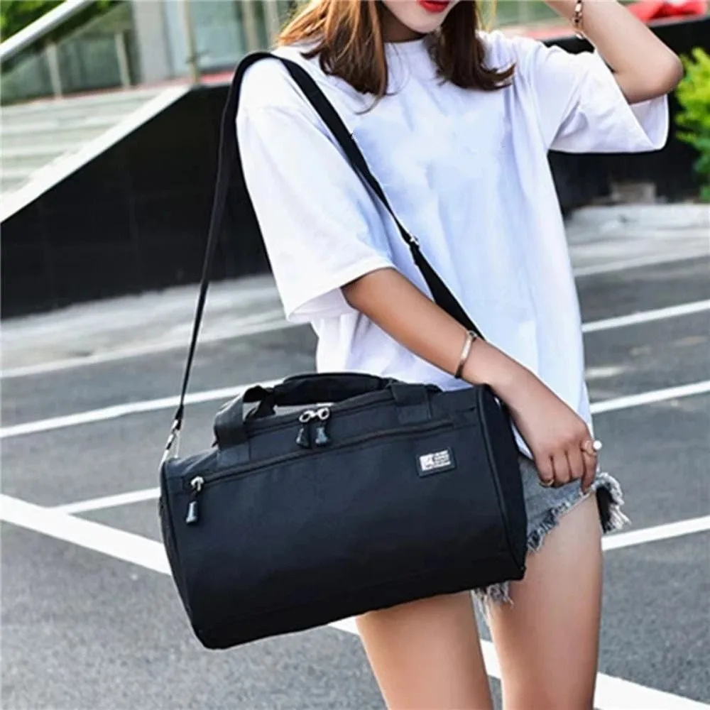 Portable Travel Duffel Bag Large Capacity Waterproof Women's Fitness Handbag Wear-resistant Shoes Compartment Gym Shoulder Bag
