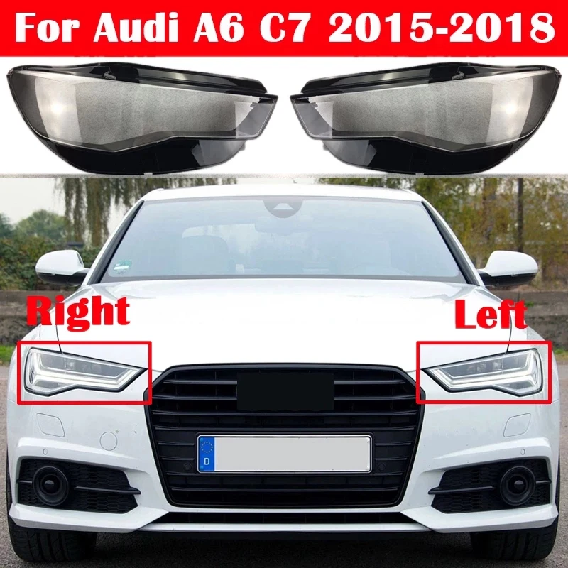 Car Head Light Lamp Cover Transparent Lampshade Headlight Cover Shell Mask Lens for-Audi A6 A6L C7 2015-2018