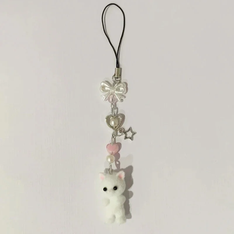Handmade peludo gatinho gato Keychain, Y2K