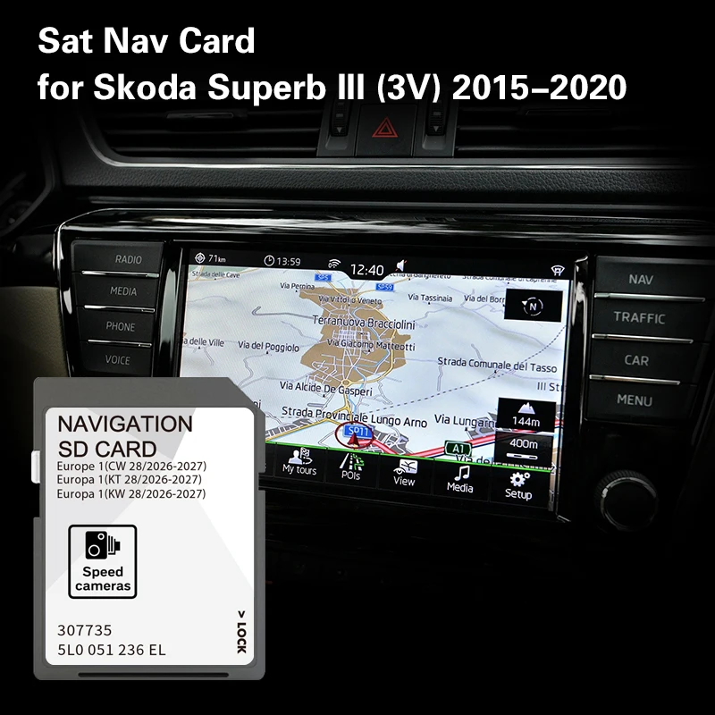 

Fitting for Skoda Superb 2015 Untill 2020 32GB Memory SD Card Map GPS Navigation Cover Croatia Cyprus Czech Republic