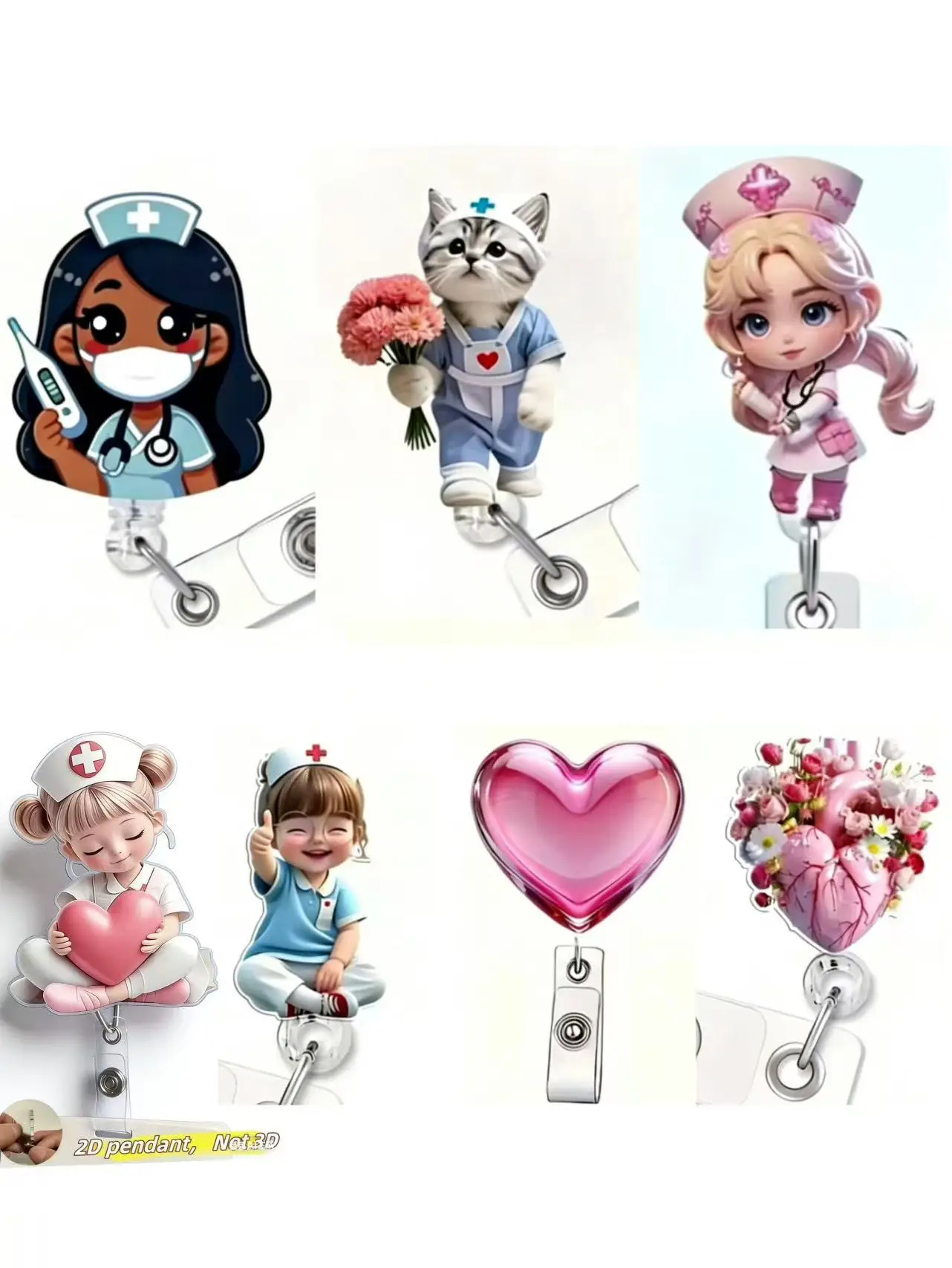 

1pc Cute Cartoon Nurse Girl Retractable Badge Reel - Durable Acrylic ID Holder for Nurses, Office Workers & Students, School Off
