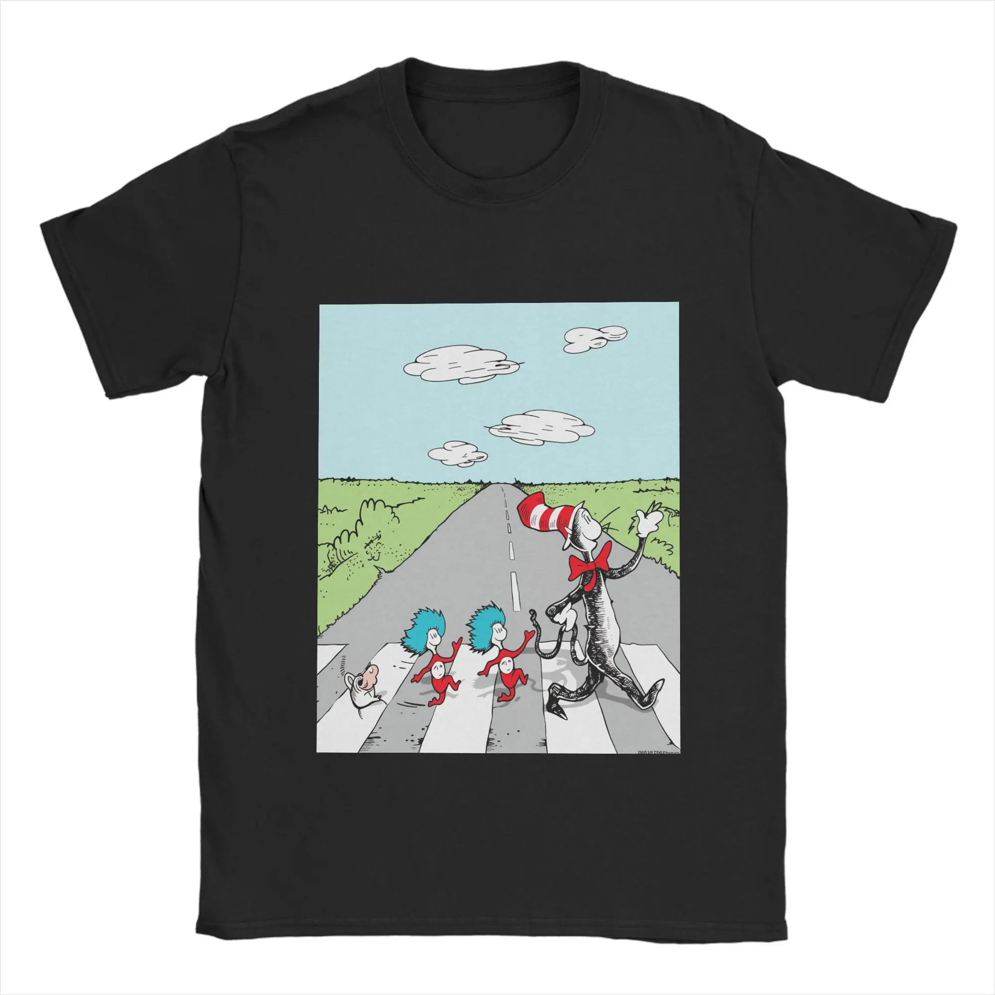 Футболка с персонажами D-Dr. Seuss, мужская винтажная футболка из 100% хлопка, футболка с круглым вырезом, топы с короткими рукавами и графическим принтом