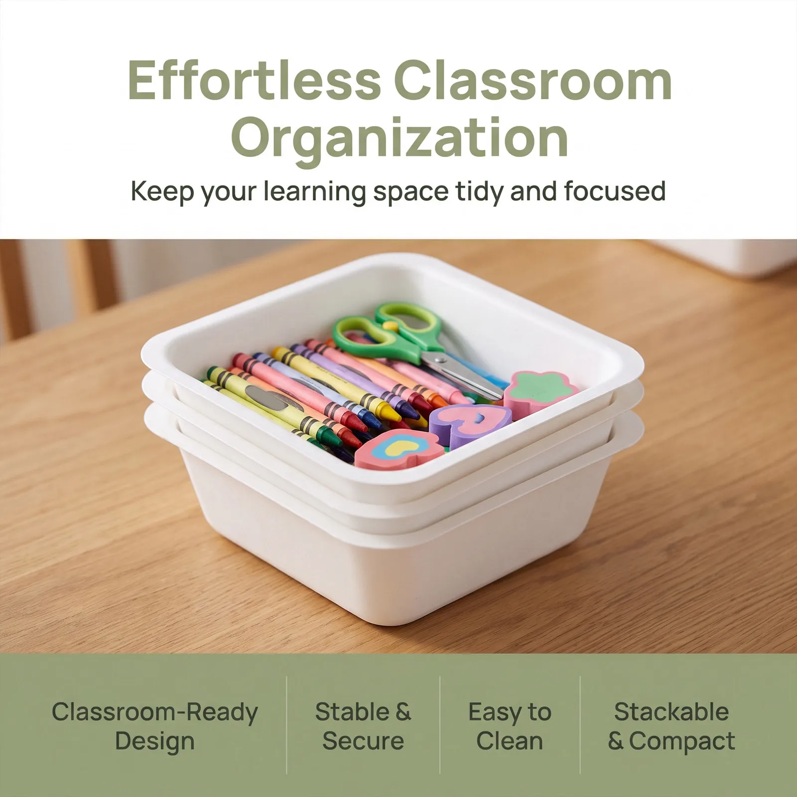 12Pcs Stackable Classroom Tidy Trays Plastic Organizer for Art Craft Storage Desk Supply Organization Plastic Activity Tray