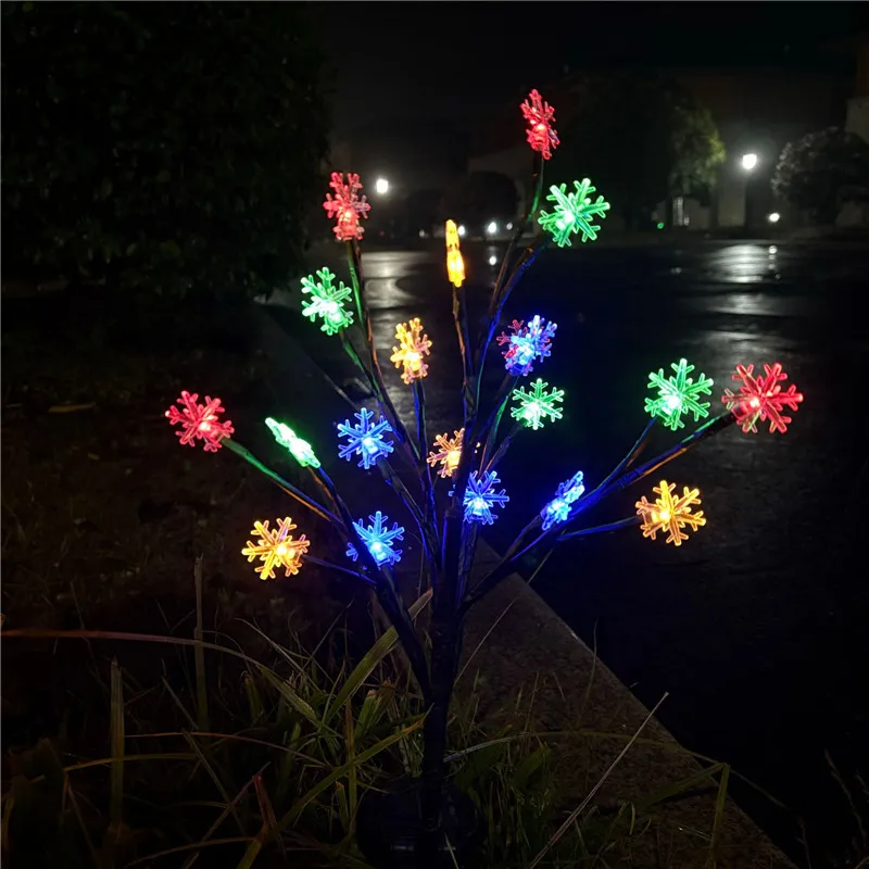 Solar Snowflake Firefly Lights Outdoor Lawn Lamp Garden Tree LED Balls Ground Plug Light for Garden Landscape Waterproof Light