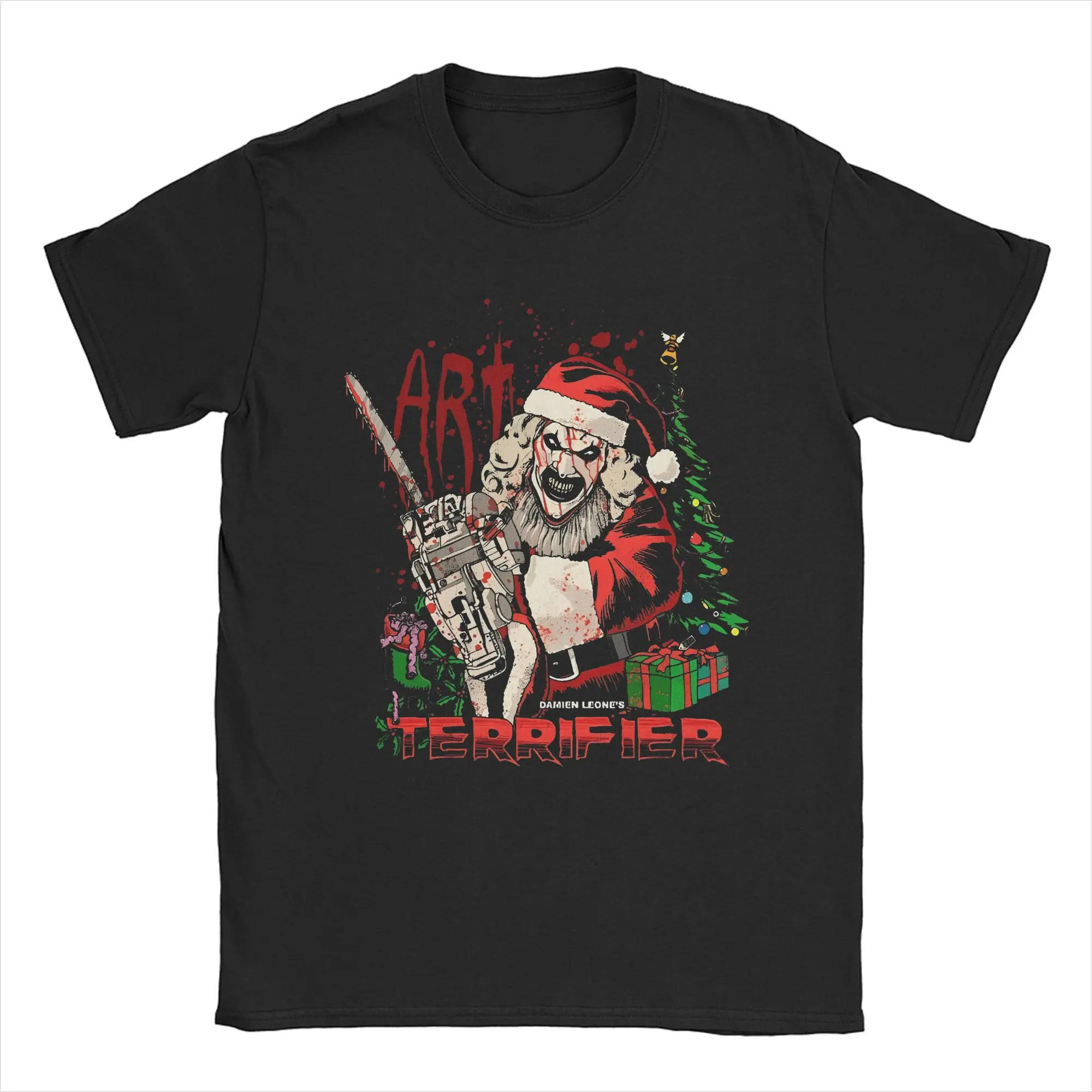 Santa Art The Clown Terrifier 3 T Shirt Men Unique T-Shirts Crewneck Horror Movie Christmas Tees Short Sleeve merch Big Size