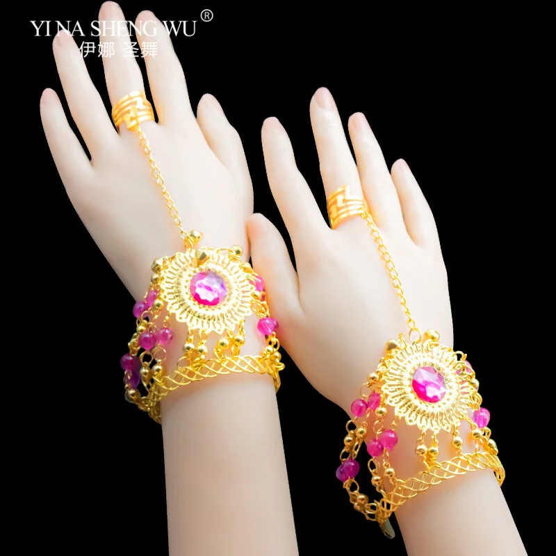 Pulseira de dança indiana, acessórios de dança do ventre, joias indianas, mulheres, performance de palco, corrente de cabeça, brincos, conjuntos de colar