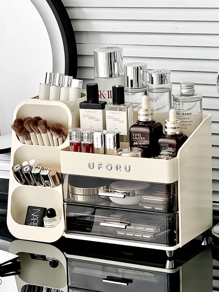 

Cosmetics Storage Box Desktop Premium Sense Dresser Lipstick Eyebrow Pencil Organizing Box Large Capacity Skin Care