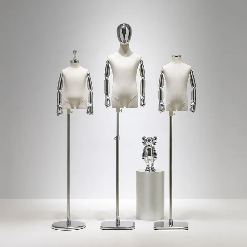 Dress Form Mannequin Baby Corps With Gold Head Arm Electroplated Children's Models,Clothing Store Window Display Racks AT401