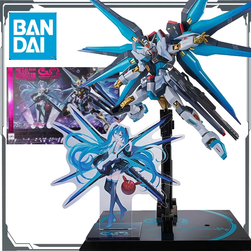 Bandai Original METAL ROBOT Strike Freedom Gundam Type 2 [Hatsune Miku Version] 140mm Anime Figures Toys for Boys Christmas Gift