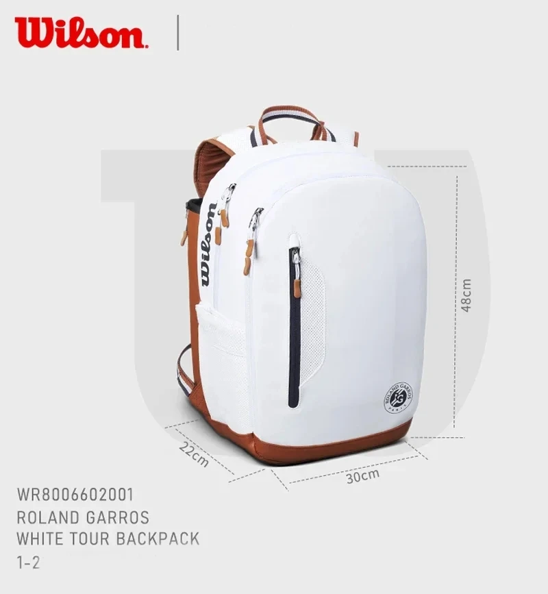 Wilson Roland Garros Clay Tennis Bag French Open Commemorative Tour Tennis Racquets Backpack Max for 2 Rackets with Compartment