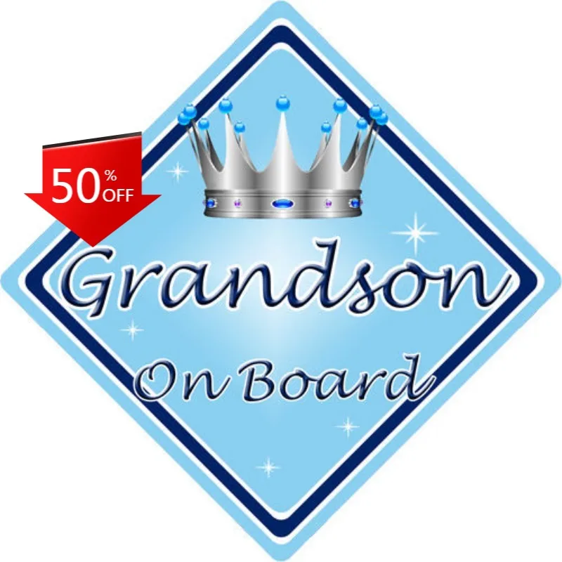 

Baby On Board Car Sign ~ Grandson On Board ~ blue Shape Cover Scratches Beauty Car Stickersdecoration