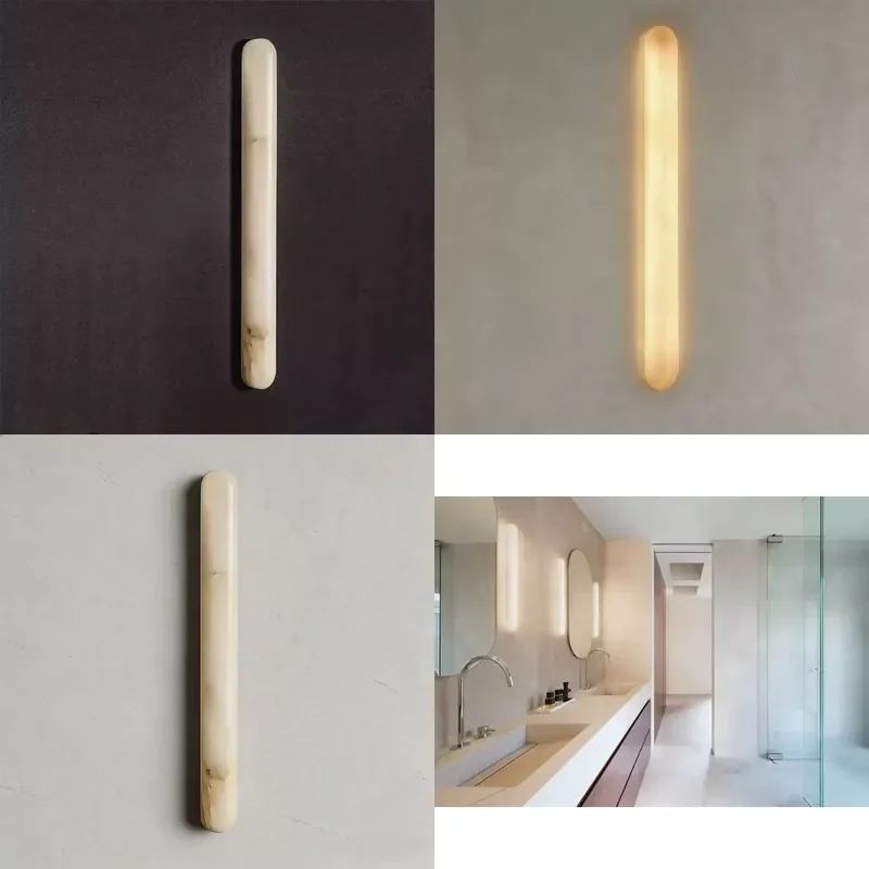 Marble wall lamp Italian light luxury bedroom bedside lamp LED marble material handmade modern and simple