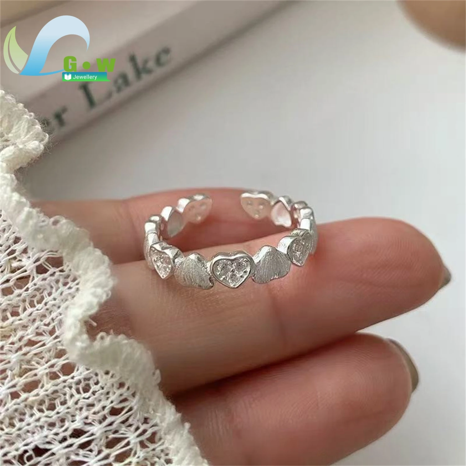 Heart Twisted Ring Women Open Adjustable Band Elegant Gemstone Finger Jewelry Minimalist Daily Wear Charm Gift For Her