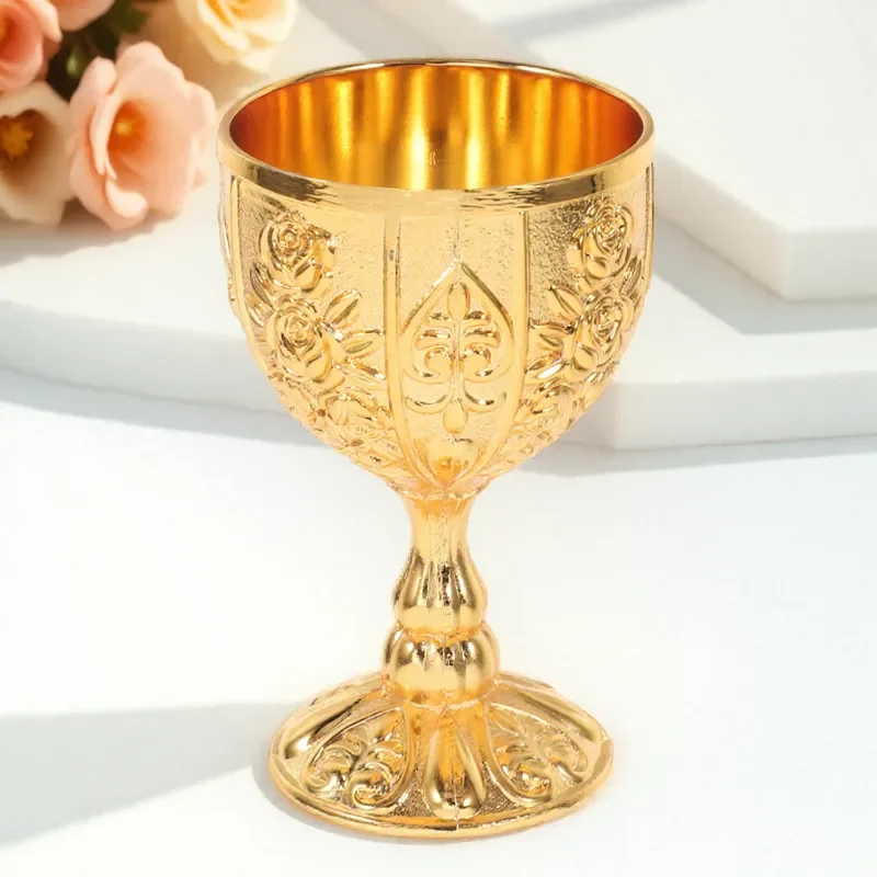 Copa de Vino de Latón, Estilo Vintage Europeo, Jarra Vikinga Medieval Dorada, Cáliz, Copa Decorativa Resistente a los Golpes