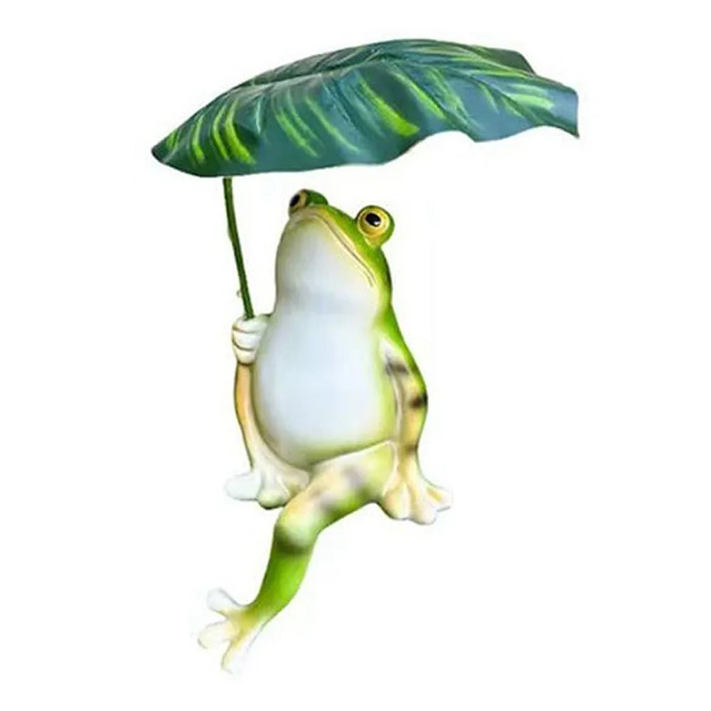 Resin Parasol Holding Resin Garden Sculpture Green Fixed Parasol Lawn Flower Bed Tabletop Ornament 4.72x3.15x11.02in