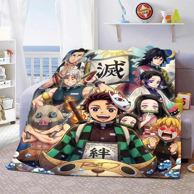 Demon Slayer Soft Flannel Blanket Plush Warm Lightweight Throw for Sofa Bed Couch Cozy Winter Travel Decor Gift -QJY