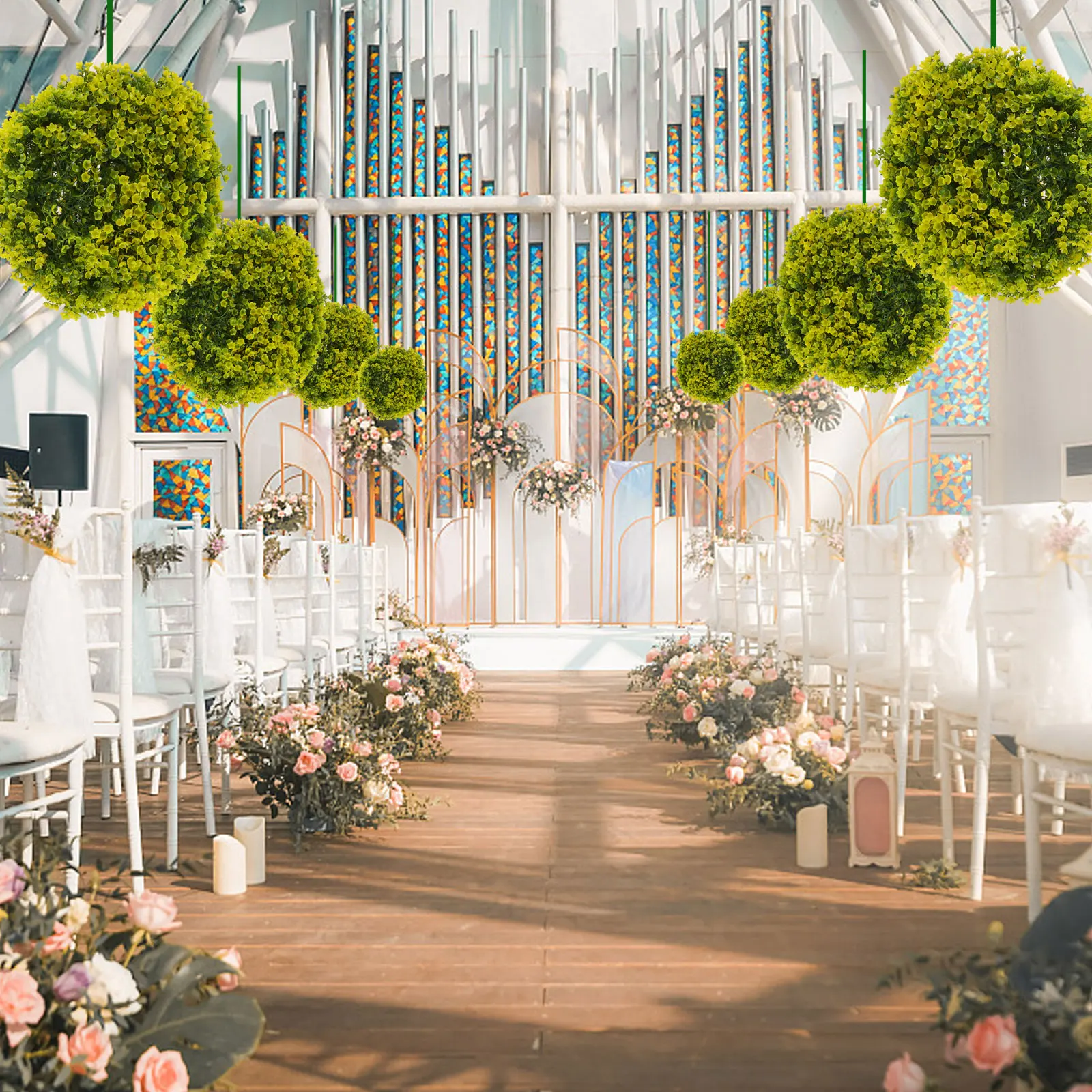 

Artificial Plant Balls Plastic Long Lasting Color Simulation Grass Ball nament Hanging Ceiling Decor Home Mall Hotel Realistic