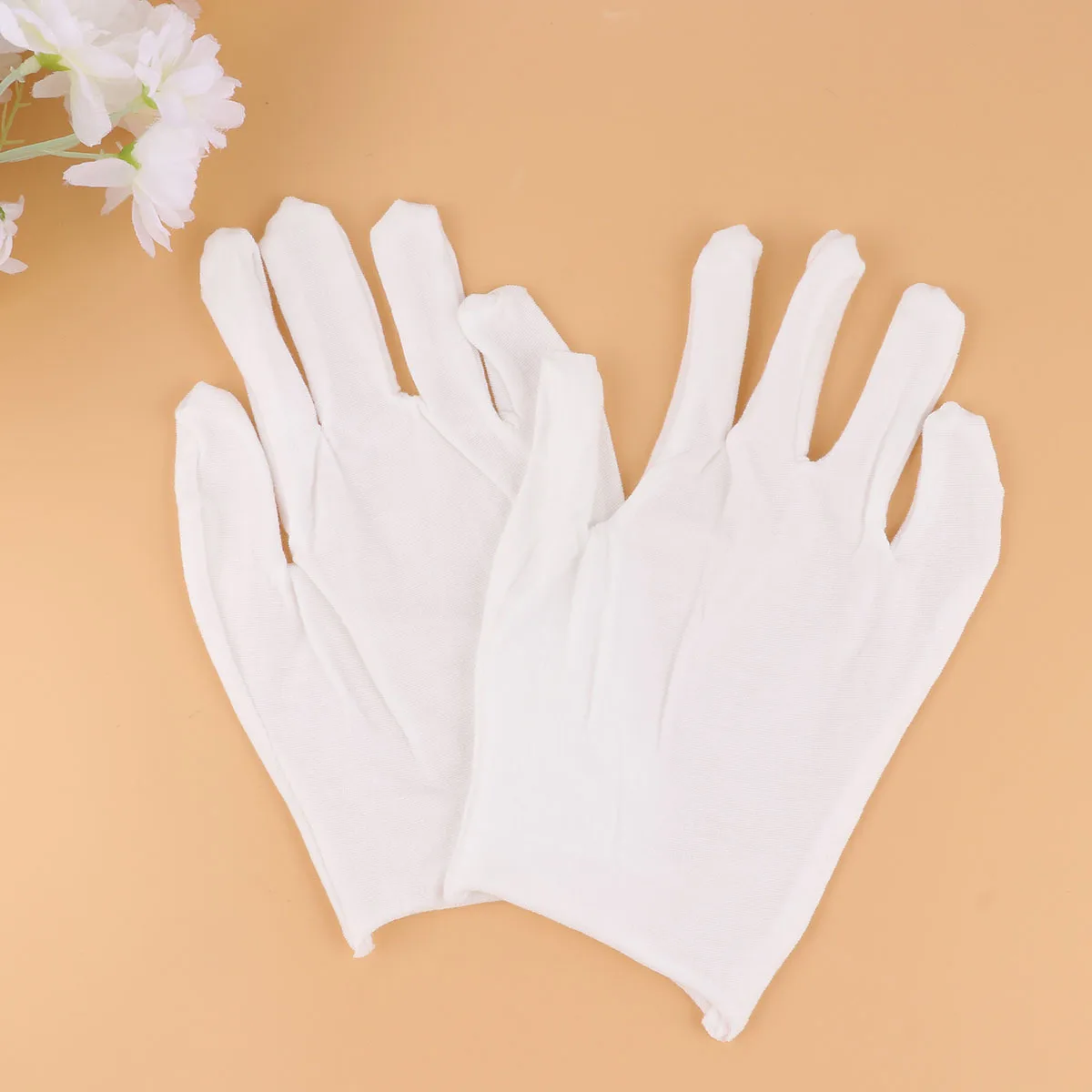 

12pcs White Cotton Gloves Lightweight Stretchy Work Gloves For Gardening Cleaning Industrial Construction Jobs Protective