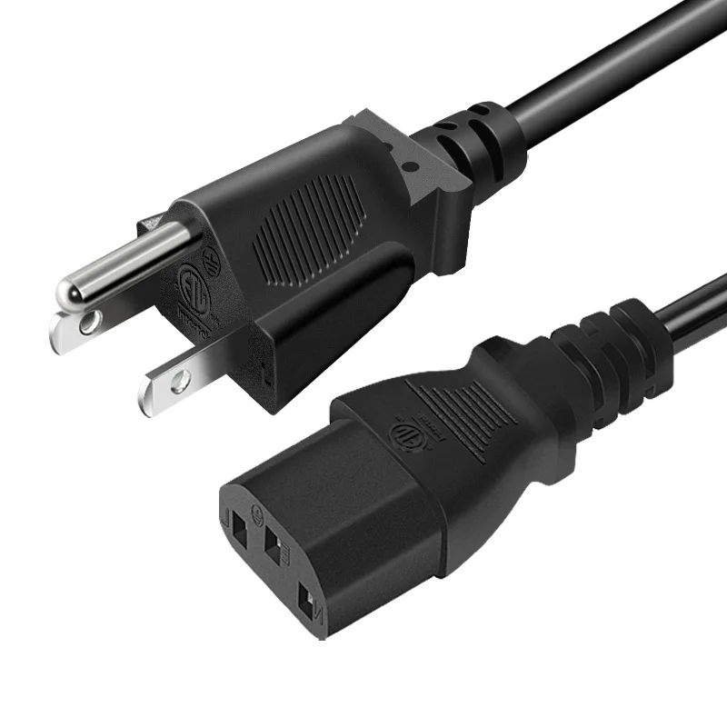 1.5m 5FT 3 Pin  60C 300V US Plug Universal Power Cord Cable For NEMA 5-15P To IEC320C13 Black PWC75A150US For 200-300W