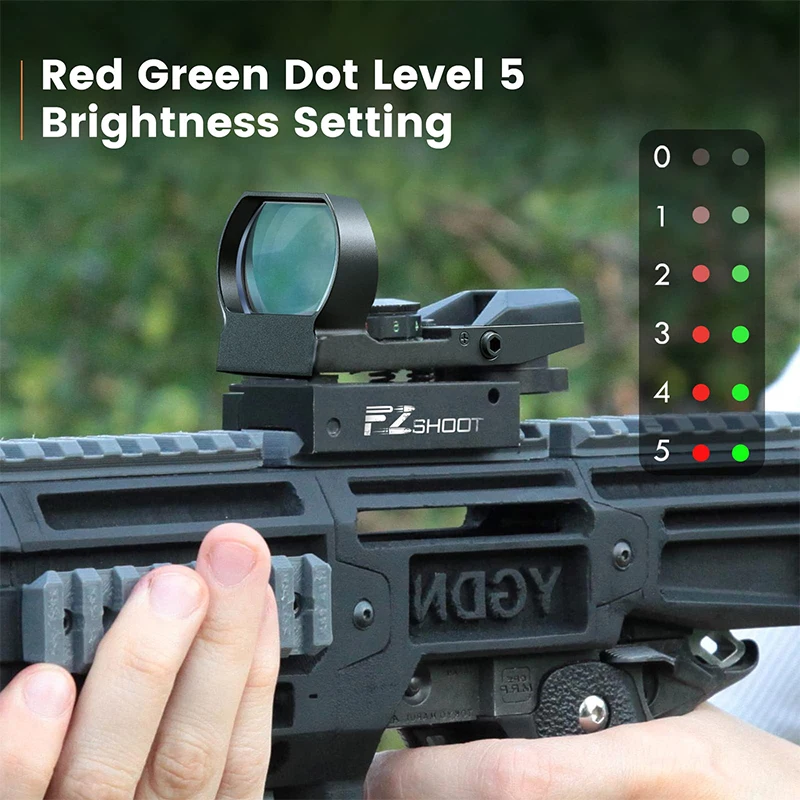 

Tactical Scope Riflescope Red Green Dot Reflex 4 Adjustable Reticles Optic Sight Compatible with 20mm Rail Mount